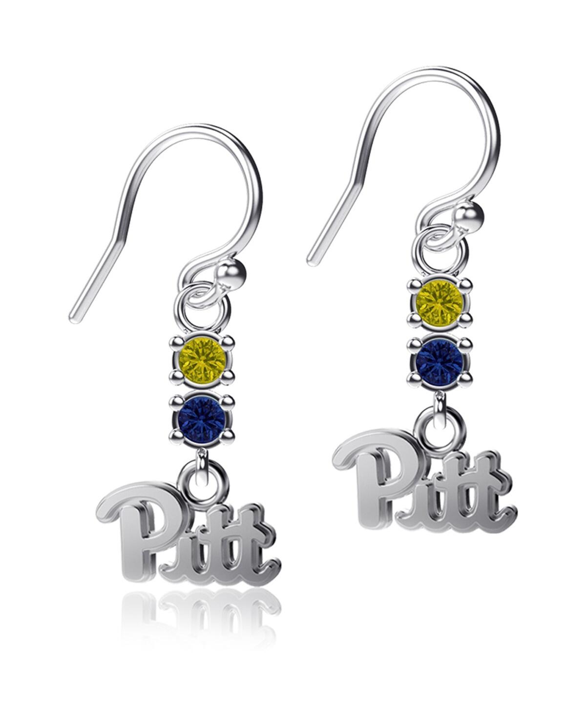 Women's Dayna Designs Pitt Panthers Dangle Crystal Earrings - Silver