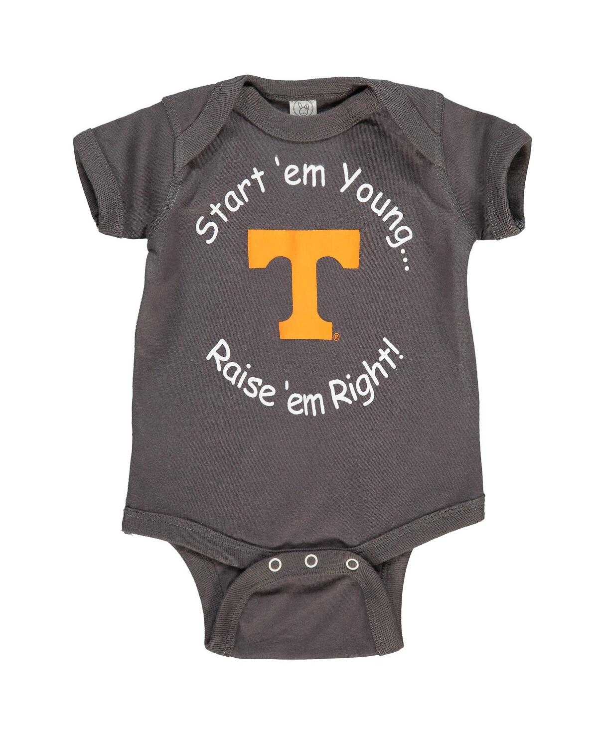 Little King Apparel Newborn And Infant Boys And Girls Charcoal Tennessee Volunteers Start 'em Young Bodysuit In Charcoal
