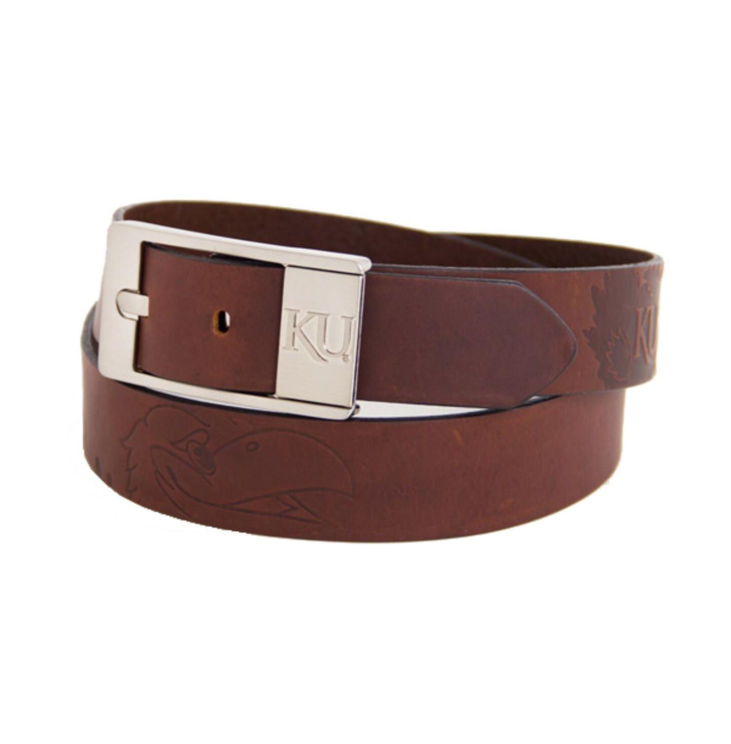 Мужской ремень Eagles Wings Kansas Jayhawks Brandish Leather Belt - Brown — фото 1