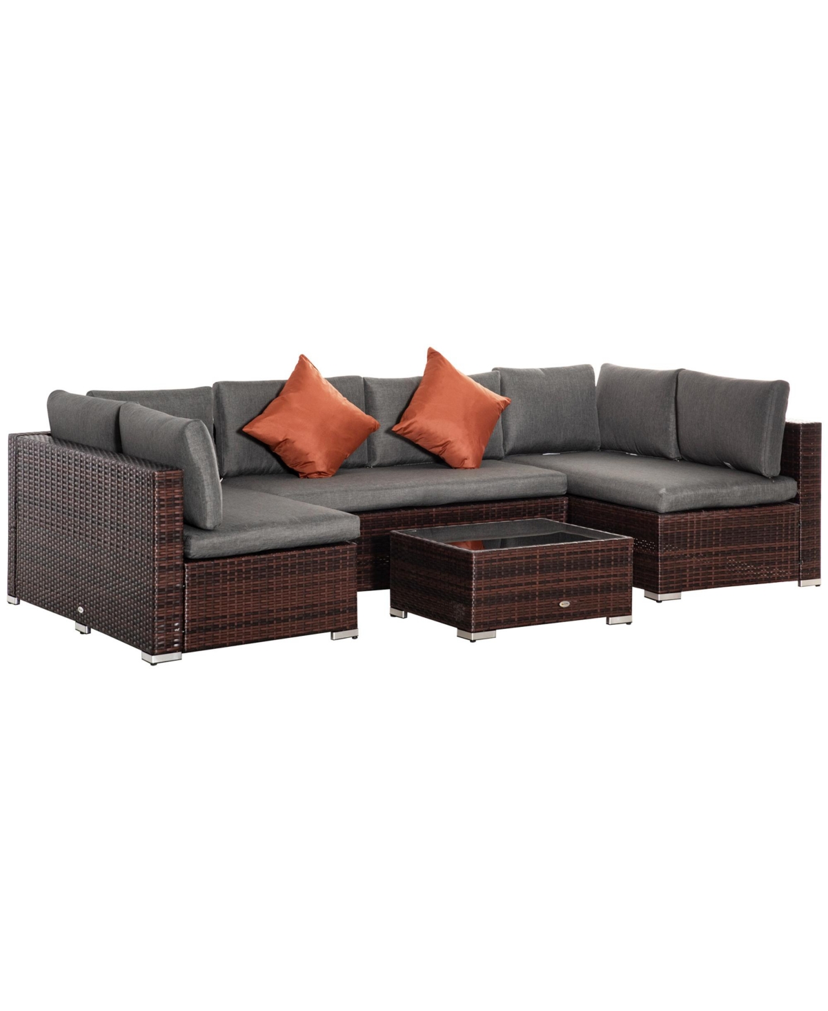 Outsunny 4piece Patio Furniture Sets Outdoor Wicker Conversation Set Pe Rattan Sectional Sofa