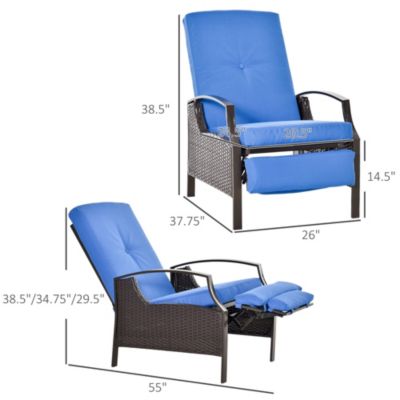 Outdoor Recliner, Reclining Chair w/ Footrest & Cushions,