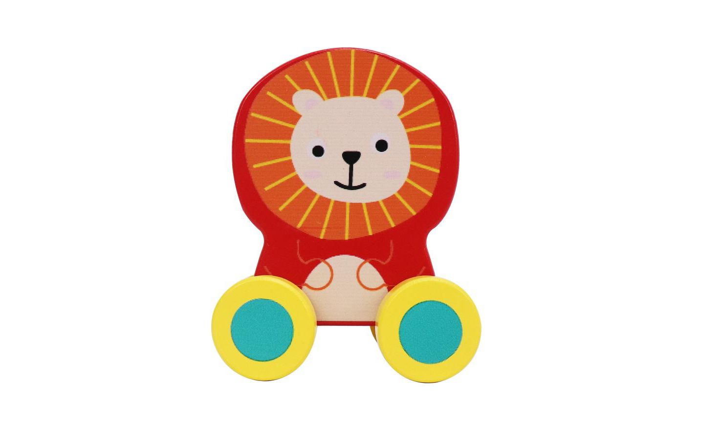 Детская игрушка Leo & Friends Little Leo Rolling Wheels Wooden Lion Vehicle Toy, цвет: Assorted Pre-Pack — фото 1