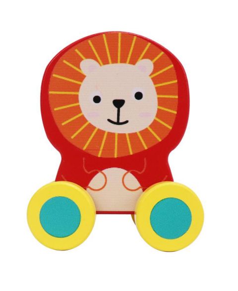 Детская игрушка Leo & Friends Little Leo Rolling Wheels Wooden Lion Vehicle Toy, цвет: Assorted Pre-Pack