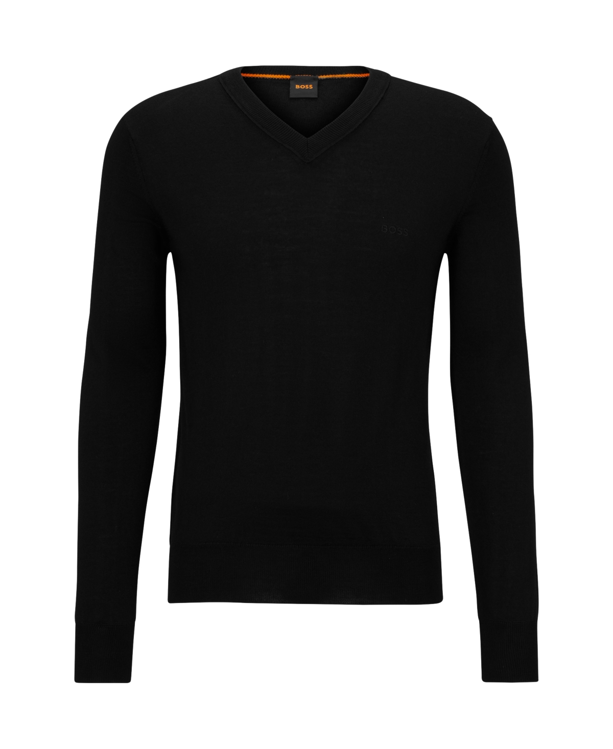 Hugo Boss Boss By  Men's Regular-fit Wool V-neck Sweater, Created For Macy's In Black
