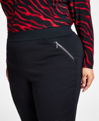 Plus Size High Rise Pull-On Straight-Leg Pants, Created for Macy's