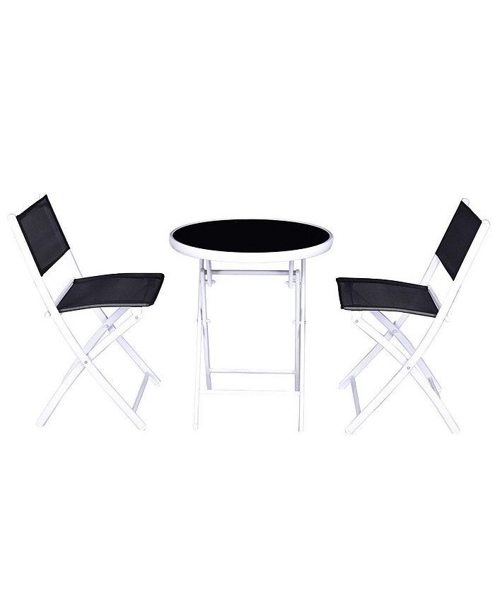 Costway 3 pcs folding clearance garden patio table chairs set