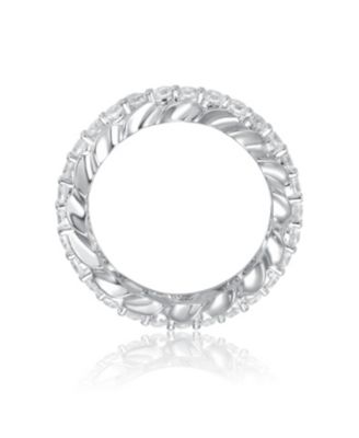 RA White Gold Plated Oval Cubic Zirconia Band Ring