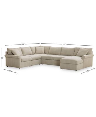 CLOSEOUT! Wrenley 138" 5-Pc. Fabric Modular Chaise Sectional Sofa