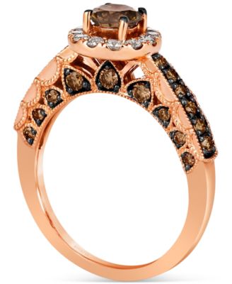Chocolate Diamond (1 ct. t.w.) & Nude Diamond (1/4 ct. t.w.) Halo Ring in 14k Rose Gold