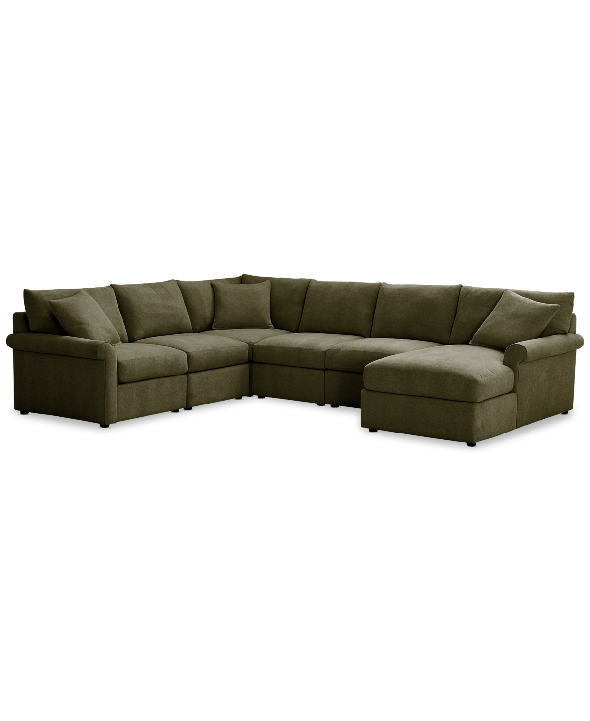 Furniture Wrenley 131" 6-pc. Fabric Modular Sectional Chaise Sofa, Created For Macy's In Olive
