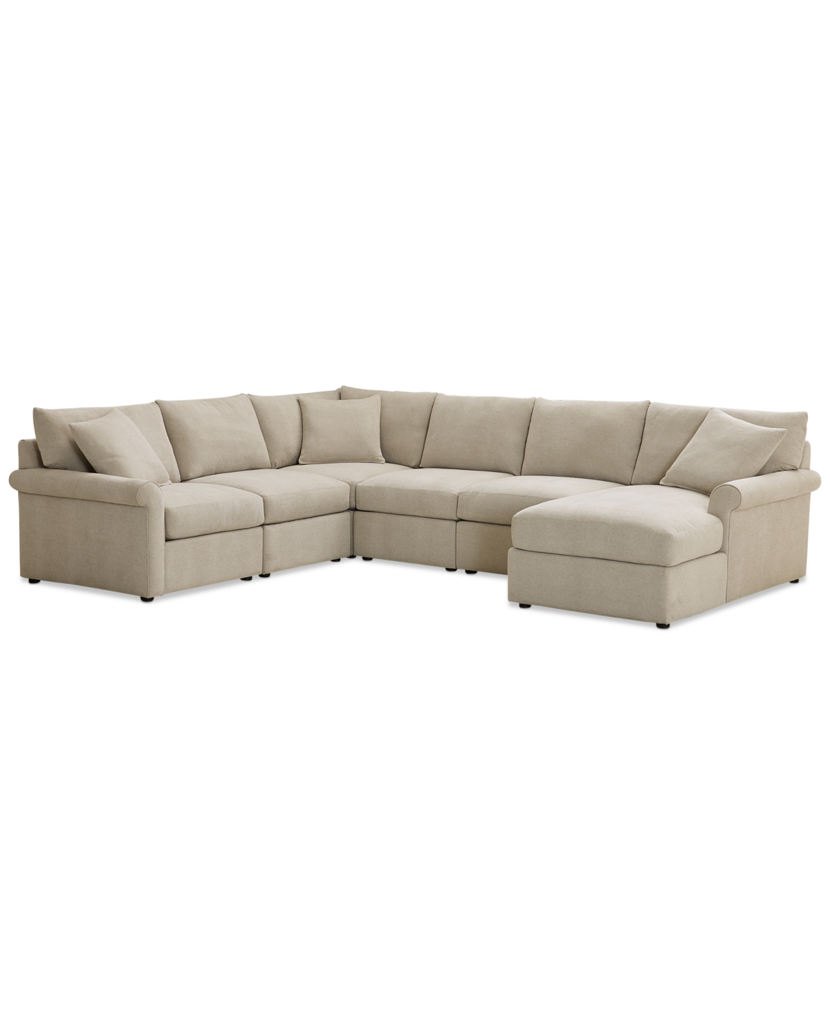 Furniture Wrenley 131" 6-pc. Fabric Modular Sectional Chaise Sofa, Created For Macy's In Dove