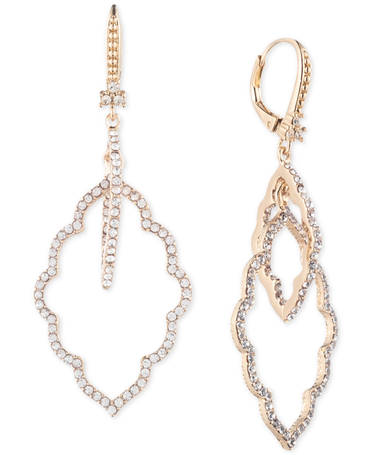 Shop Marchesa Gold-tone Crystal Open Orbital Drop Earrings
