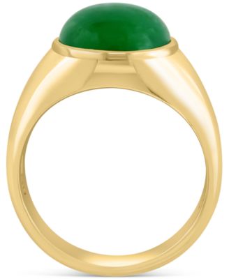 EFFY&reg; Men's Dyed Jade Ring in 14k Gold-Plated Sterling Silver