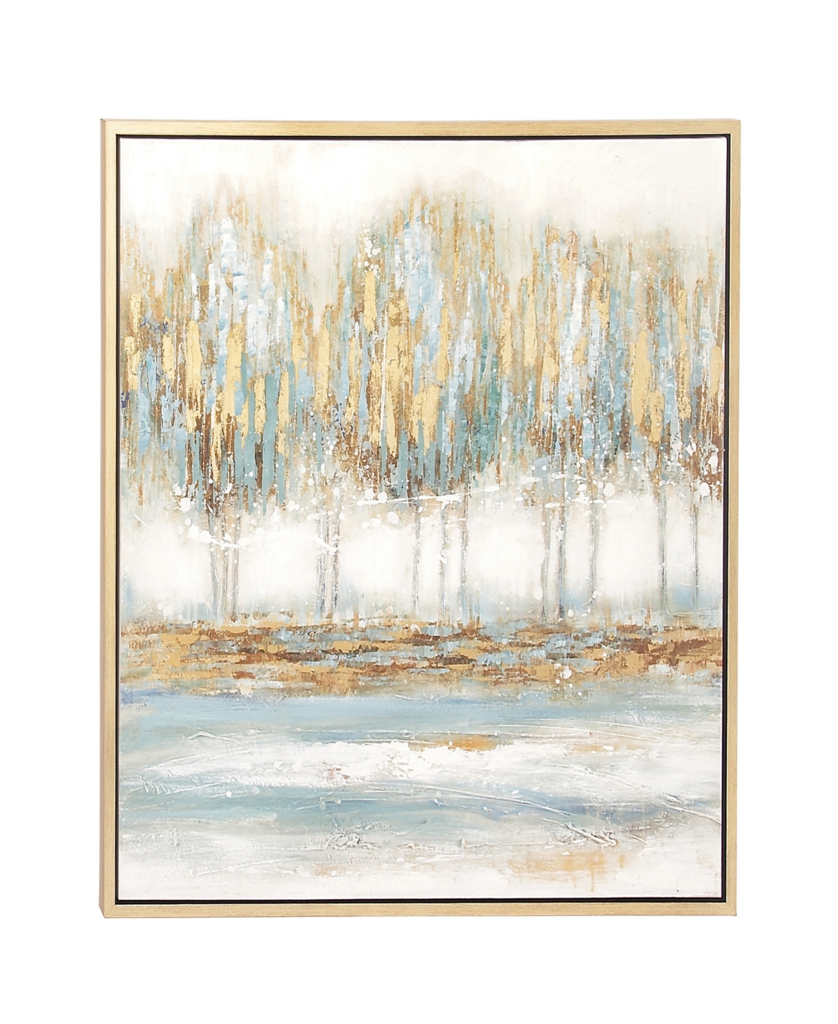 Rosemary Lane Canvas Tree Framed Wall Art With Gold-tone Frame, 39" X 1" X 39" In Blue