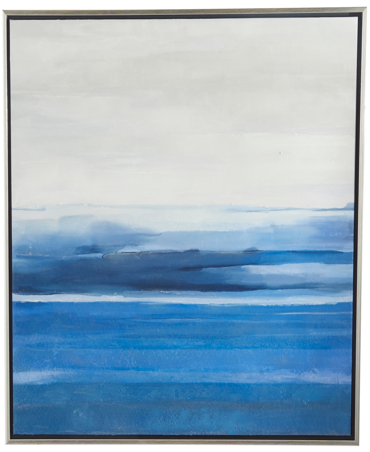 Rosemary Lane Canvas Abstract Ocean Inspired Landscape Framed Wall Art With Silver-tone Frame, 37" X 1" X 37" In Blue