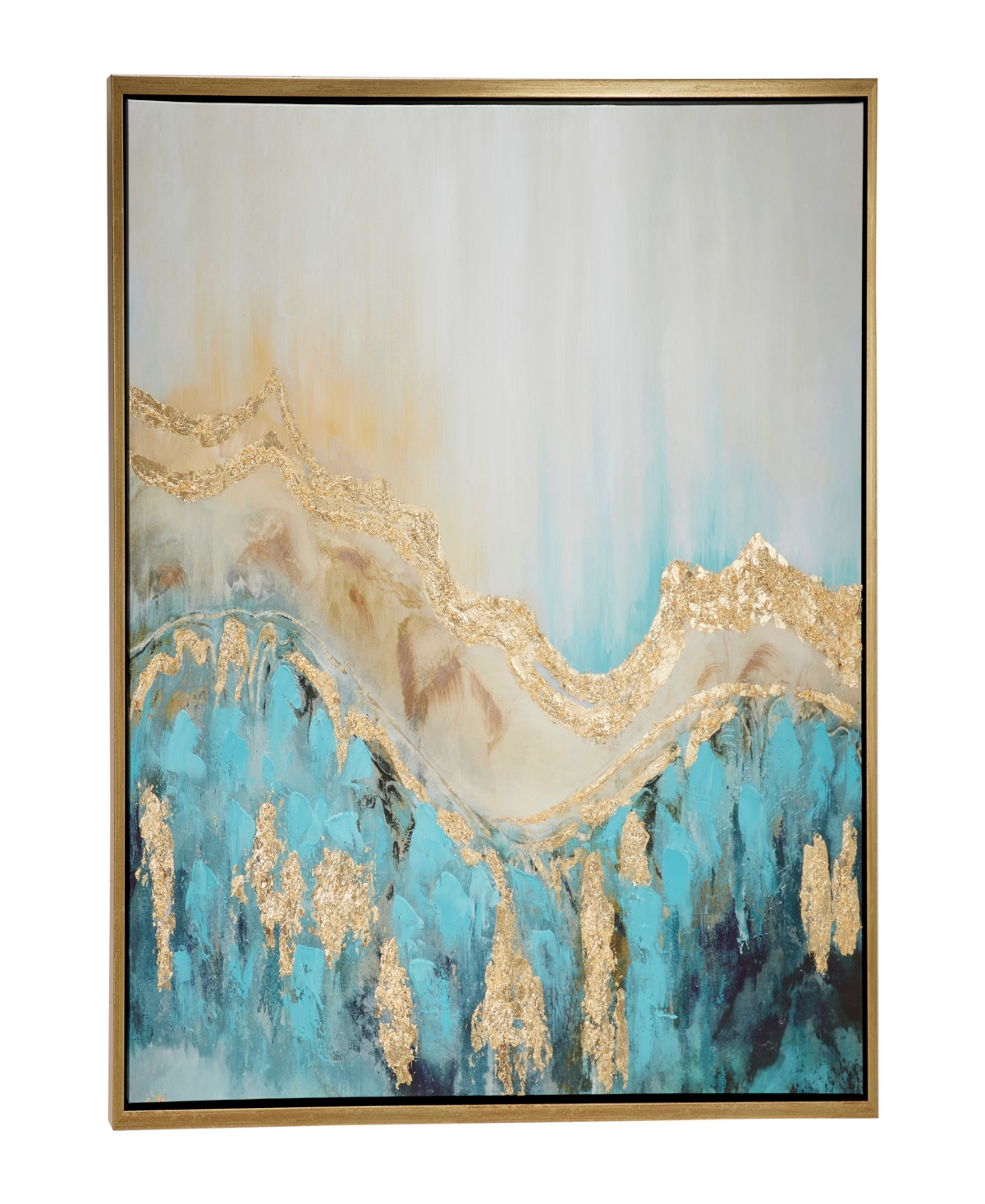 Rosemary Lane Canvas Enlarge Slice Geode Framed Wall Art With Gold-tone Frame, 47" X 2" X 35" In White