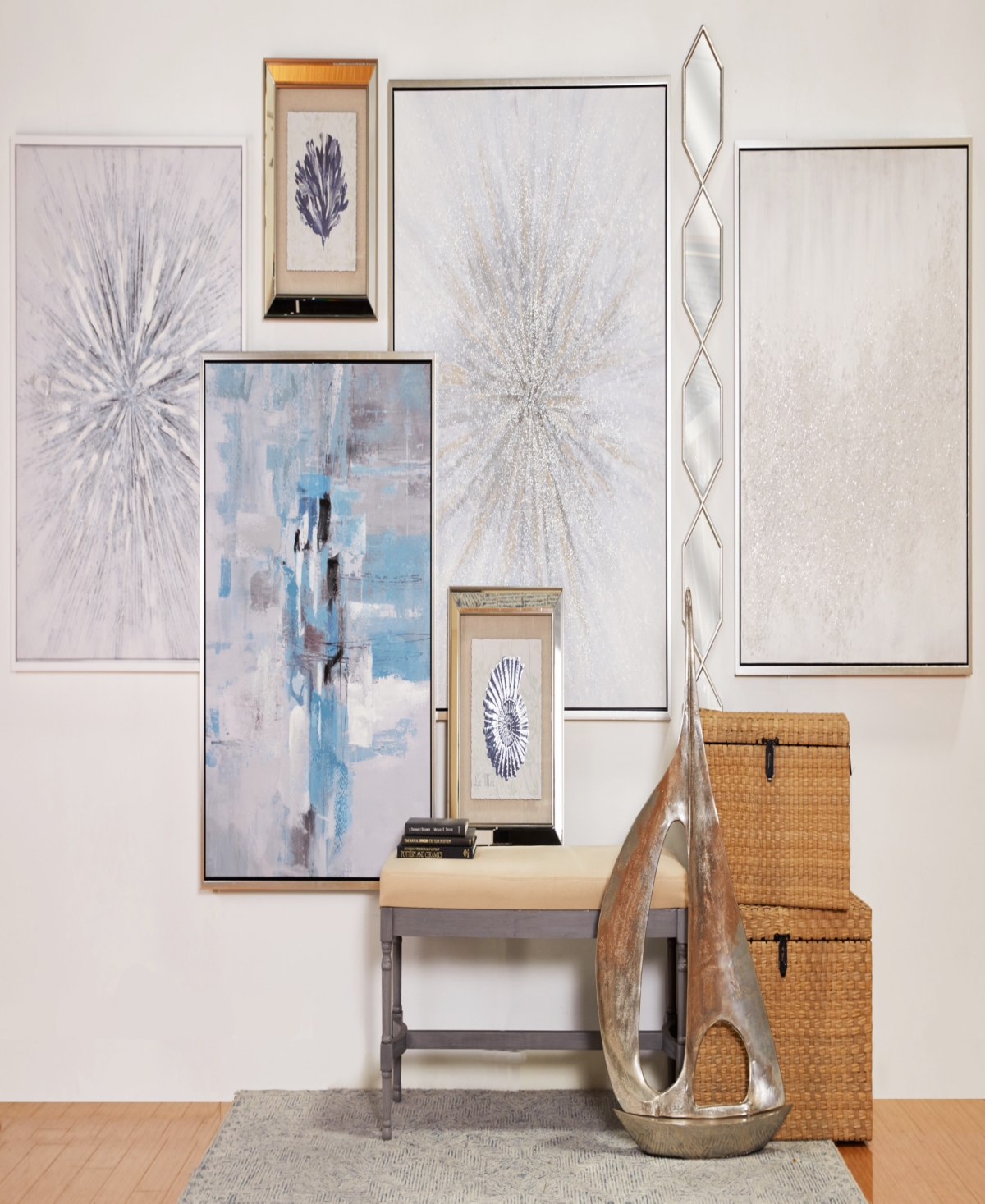 Rosemary Lane Canvas Radial Starburst Framed Wall Art with Silver-Tone Frame, 47