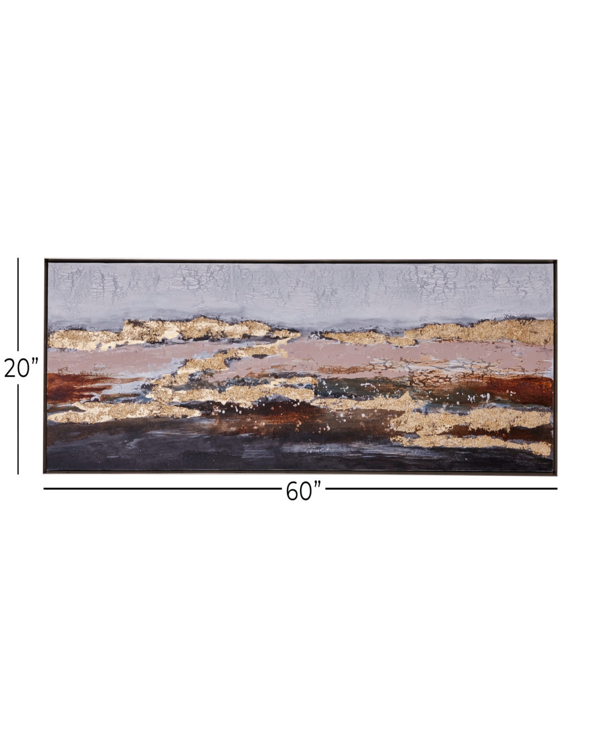 Rosemary Lane Canvas Foiled and Brushstrokes Geode Framed Wall Art withTone Frame, 59