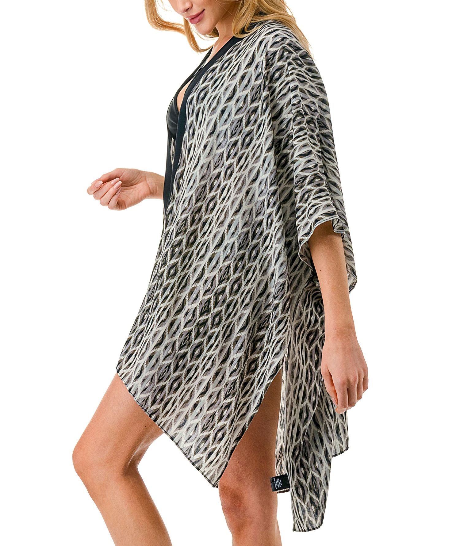 Geo Print Kimono Cover Up