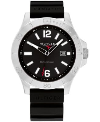 Tommy Hilfiger Men s Quartz Black Silicone Strap Watch 46mm Macy s