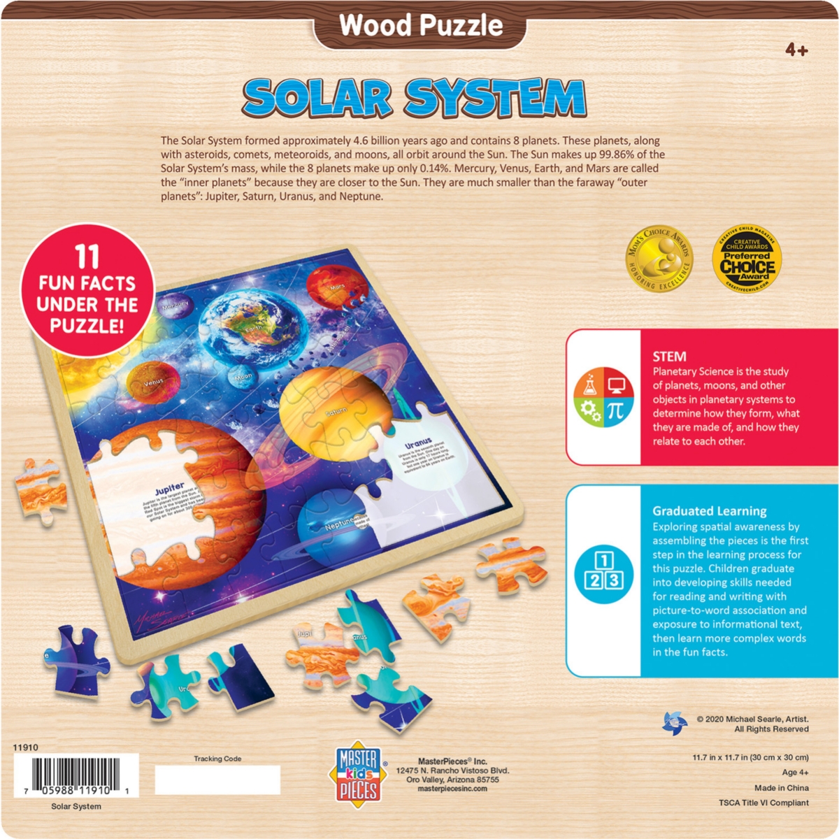 Masterpieces Wood Fun Facts - Solar System 48 Piece Wood Jigsaw Puzzle