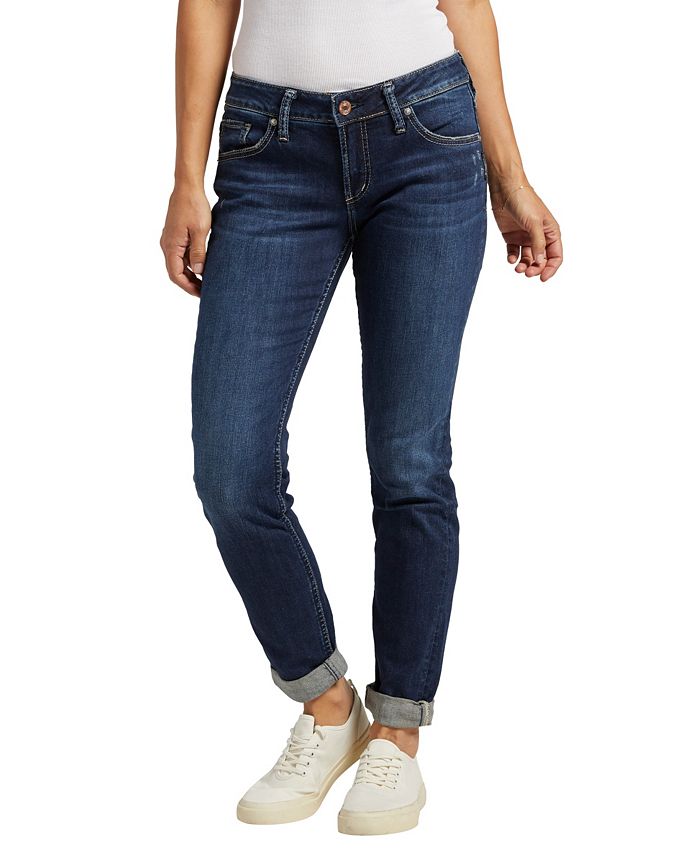 Silver Jeans Co. Women’s Boyfriend Mid Rise Slim Leg Jeans - Macy's