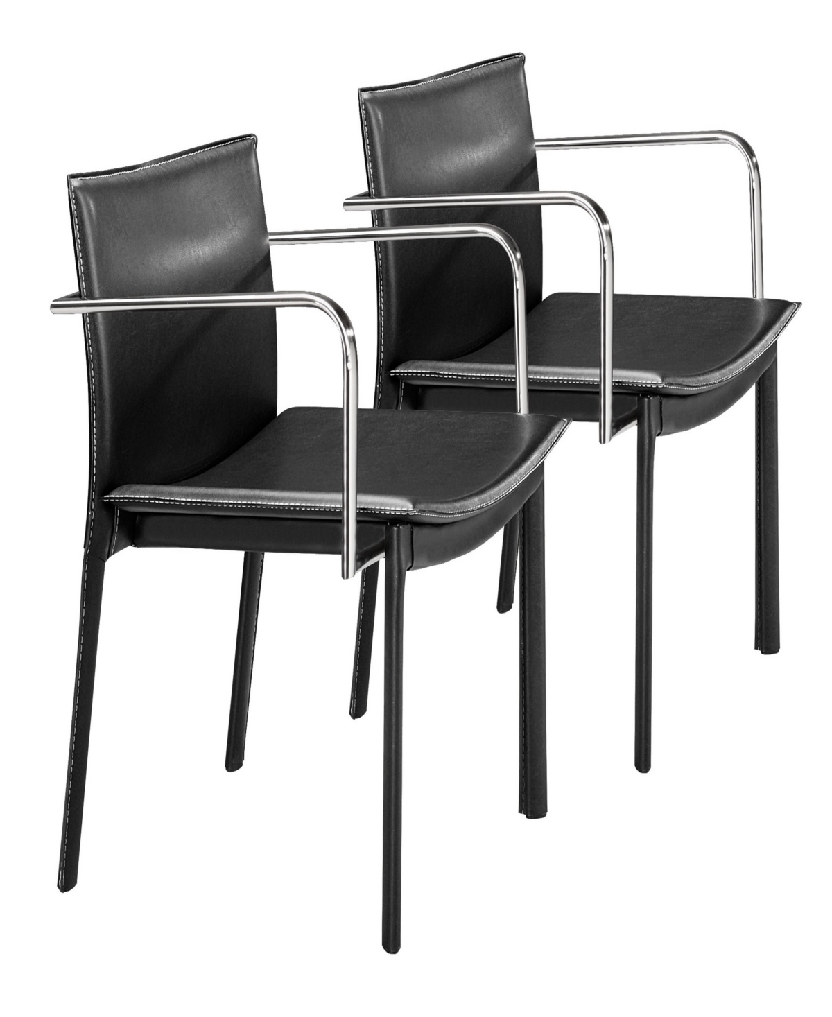 Zuo 28" Each, Set Of 2 Steel, Polyurethane Gekko Conference Chair In Black