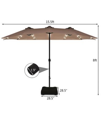 15Ft Patio Double-Sided Solar LED Market Umbrella Crank Base