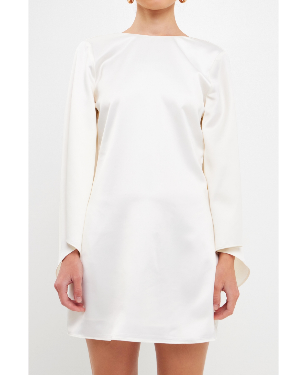 Women's Flare Detail Satin Mini Dress - White