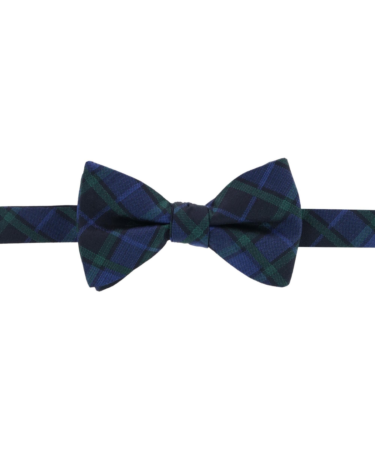 Men's Ives Green and Navy Blackwatch Plaid Silk Bow Tie - Green