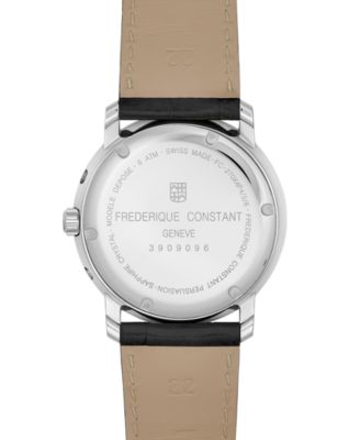 Men's Swiss Classics Business Timer Black Leather Strap Watch 40mm