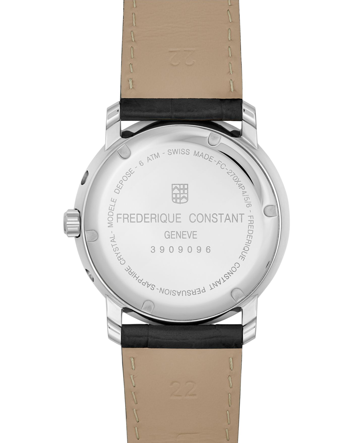 Мужские часы Frederique Constant Swiss Classics Business Timer Black Leather Strap Watch 40mm — фото 3