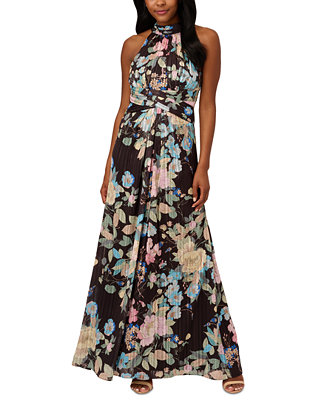 Adrianna Papell Women's Floral-Print Halter Gown - Macy's