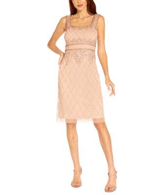 Papell Studio - Women's Beaded Square-Neck Sheath Cocktail Dress