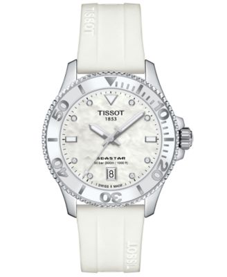 Tissot - Women's Swiss Seastar 1000 White Silicone Strap Watch 36mm