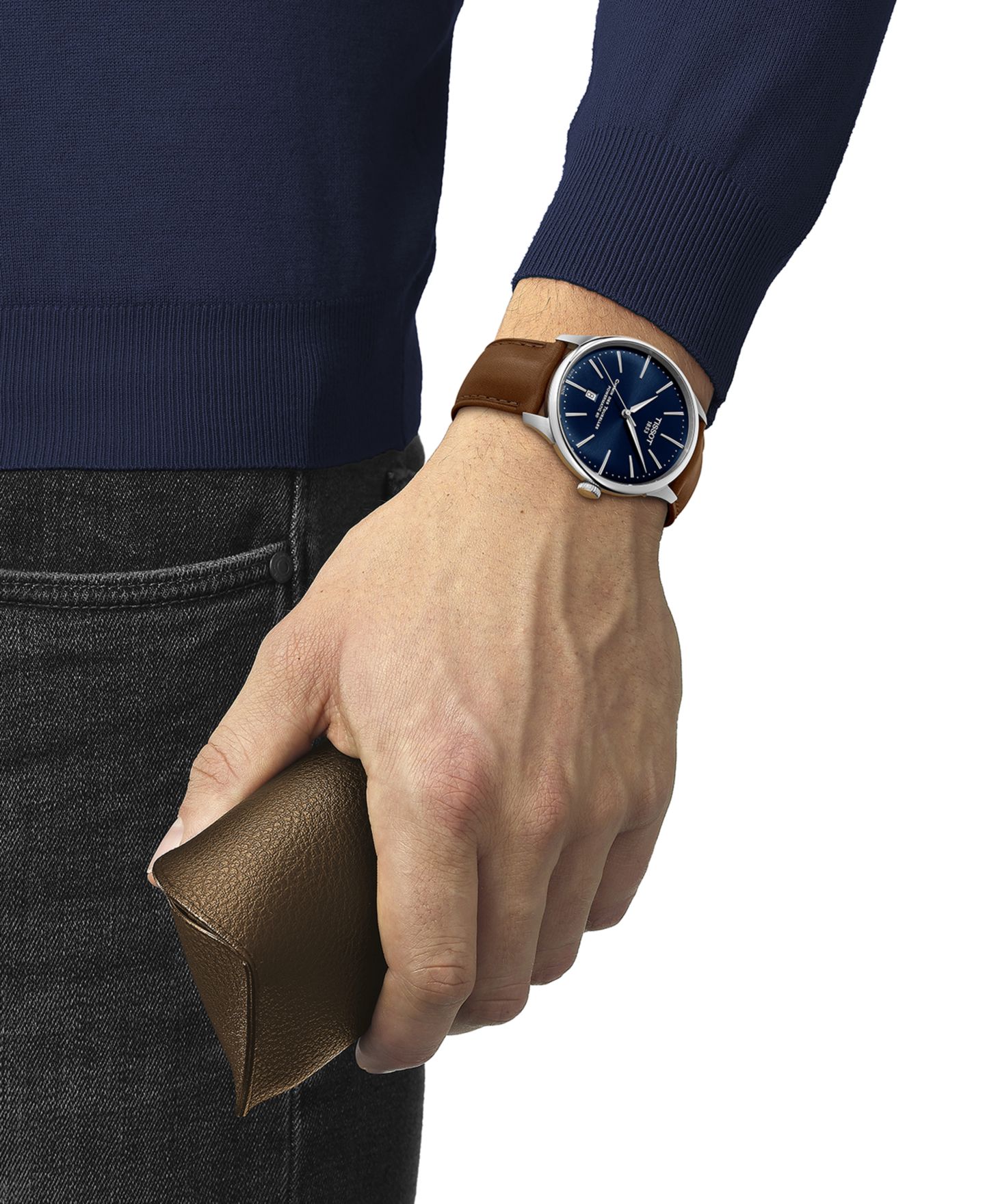 Мужские часы Tissot Swiss Automatic Chemin des Tourelles Powermatic 80 Brown Leather Strap Watch 42mm — фото 5