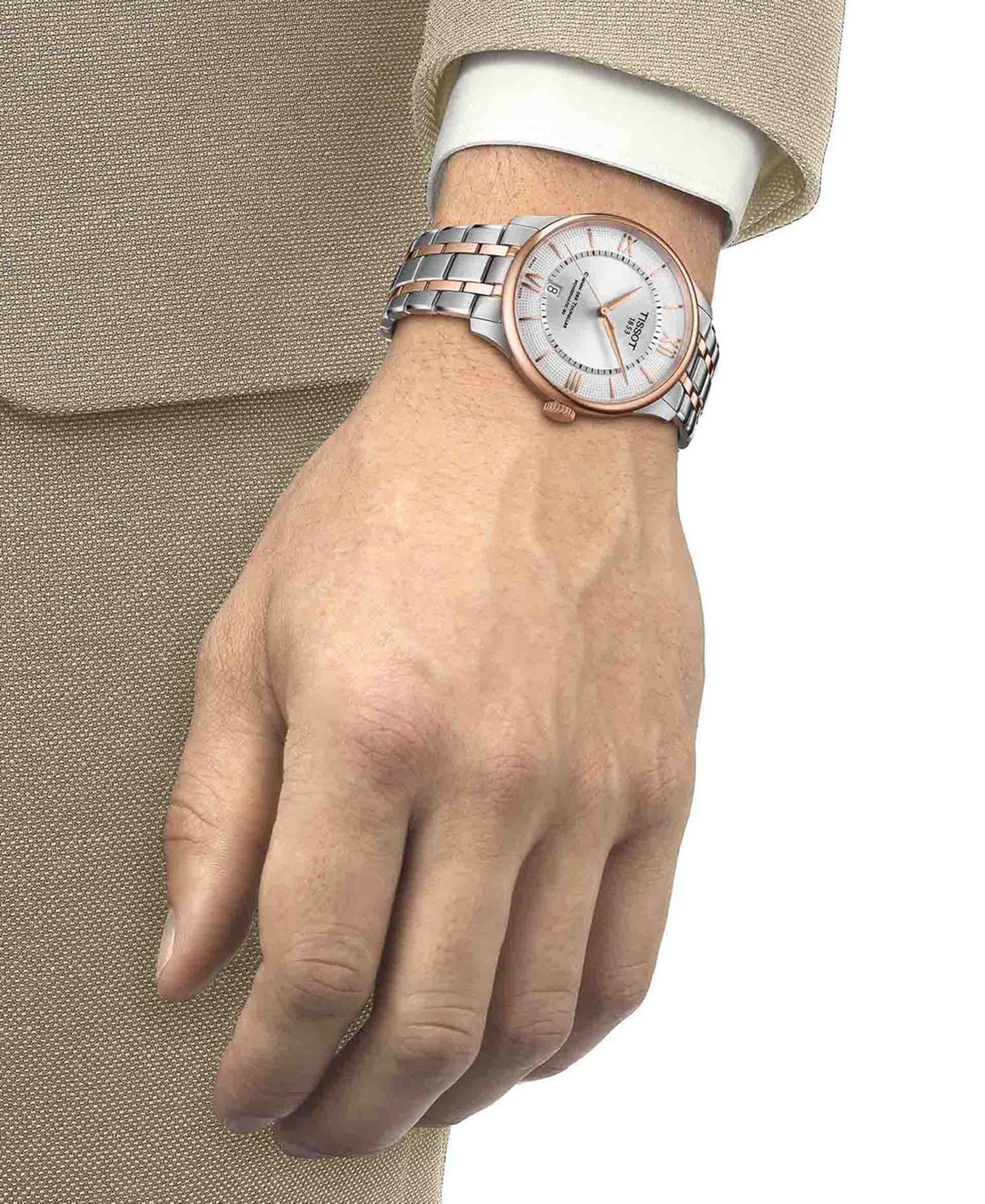 Часы Tissot Unisex Swiss Automatic Chemin des Tourelles Powermatic 80 Two-Tone Stainless Steel Bracelet Watch 39mm — фото 5