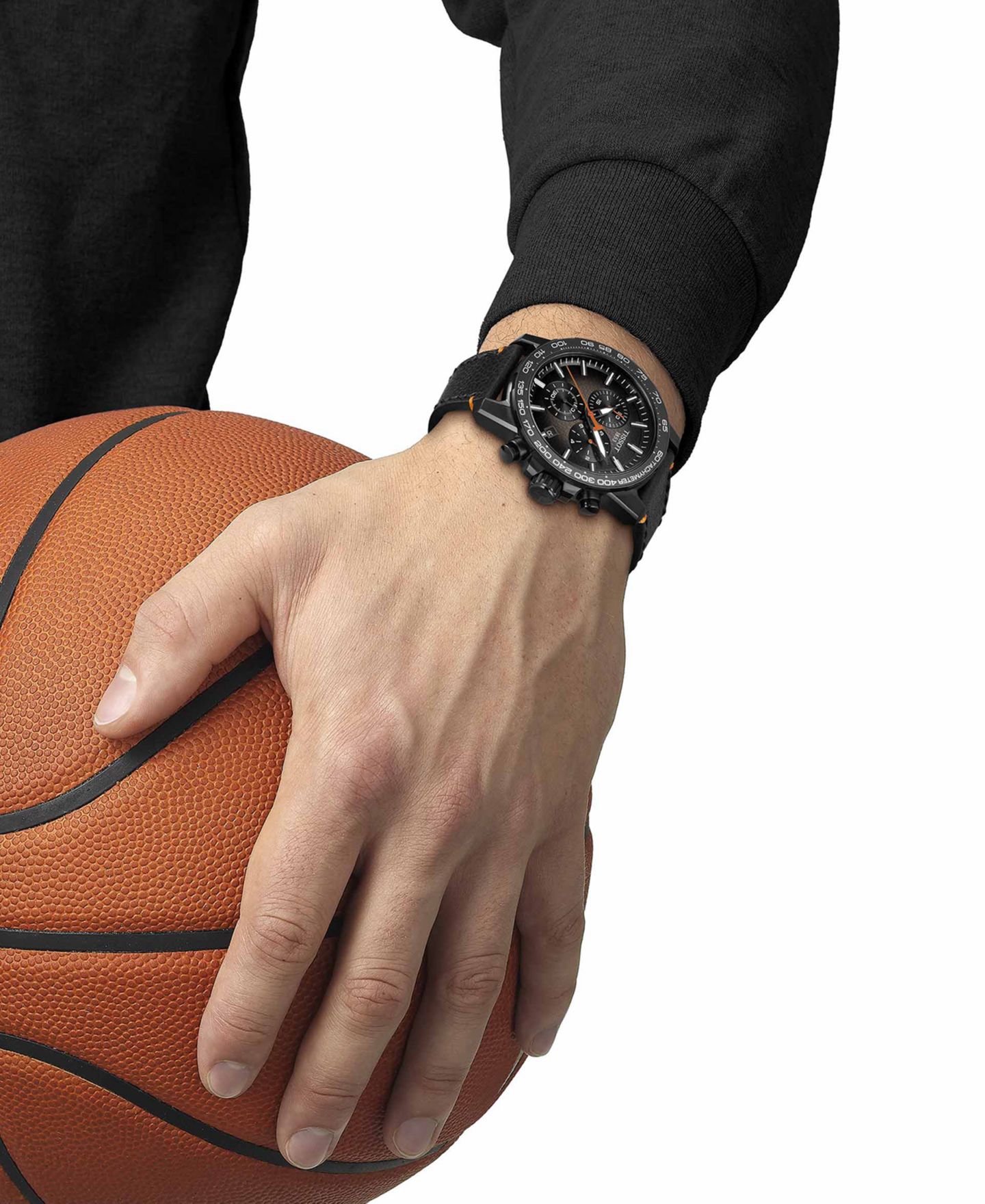 Мужские часы Tissot Swiss Chronograph Supersport Black Leather Strap Watch 46mm — фото 5