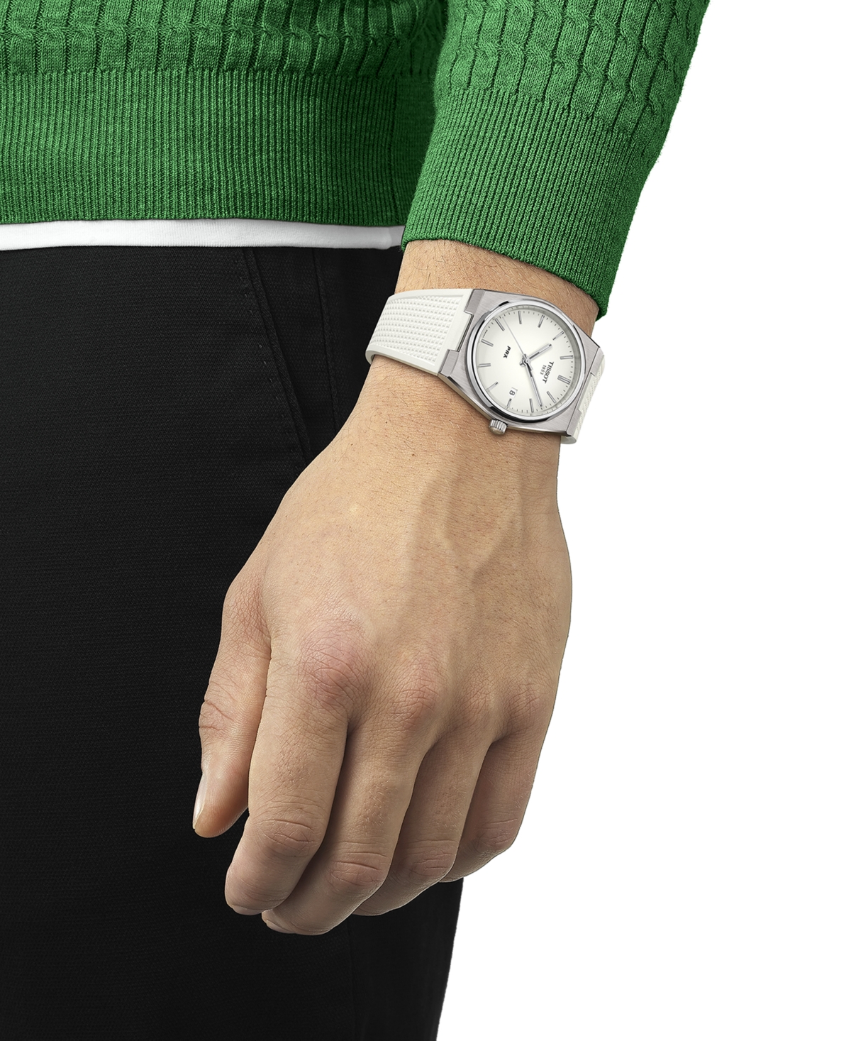 Shop Tissot Men's Swiss Automatic Prx White Rubber Strap Watch 40mm In No Color