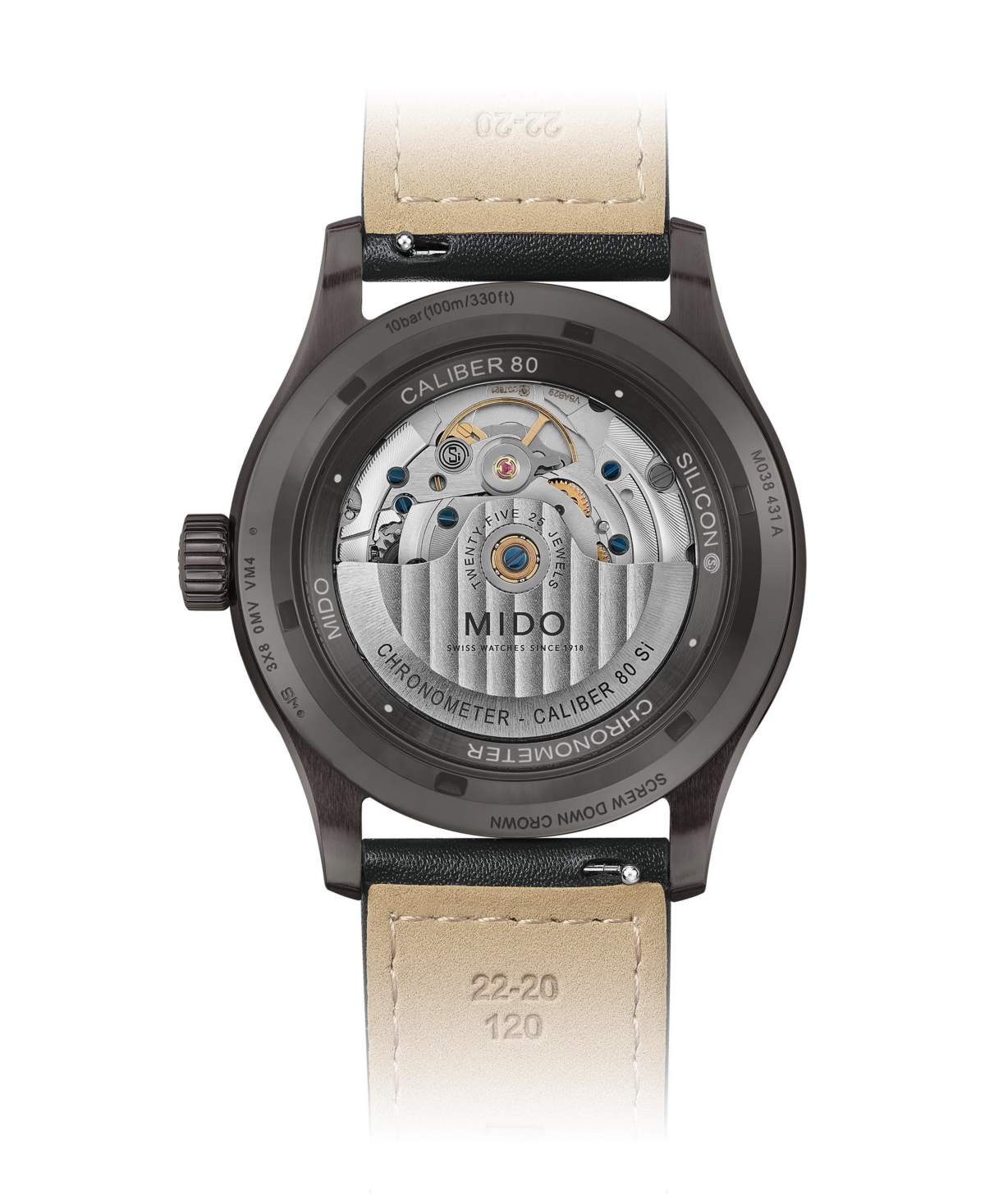 Shop Mido Men's Swiss Automatic Multifort Chronometer Black Leather Strap Watch 42mm
