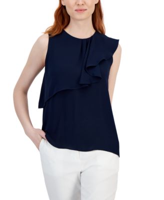 T Tahari Women's Asymmetrical Ruffle Top - Macy's