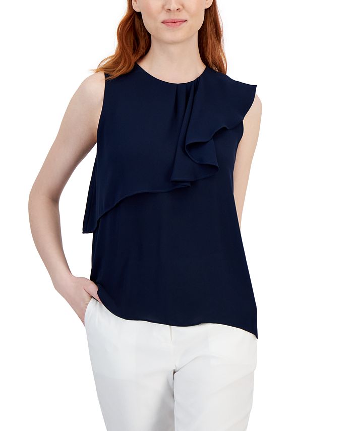 T Tahari Women's Asymmetrical Ruffle Top Macy's