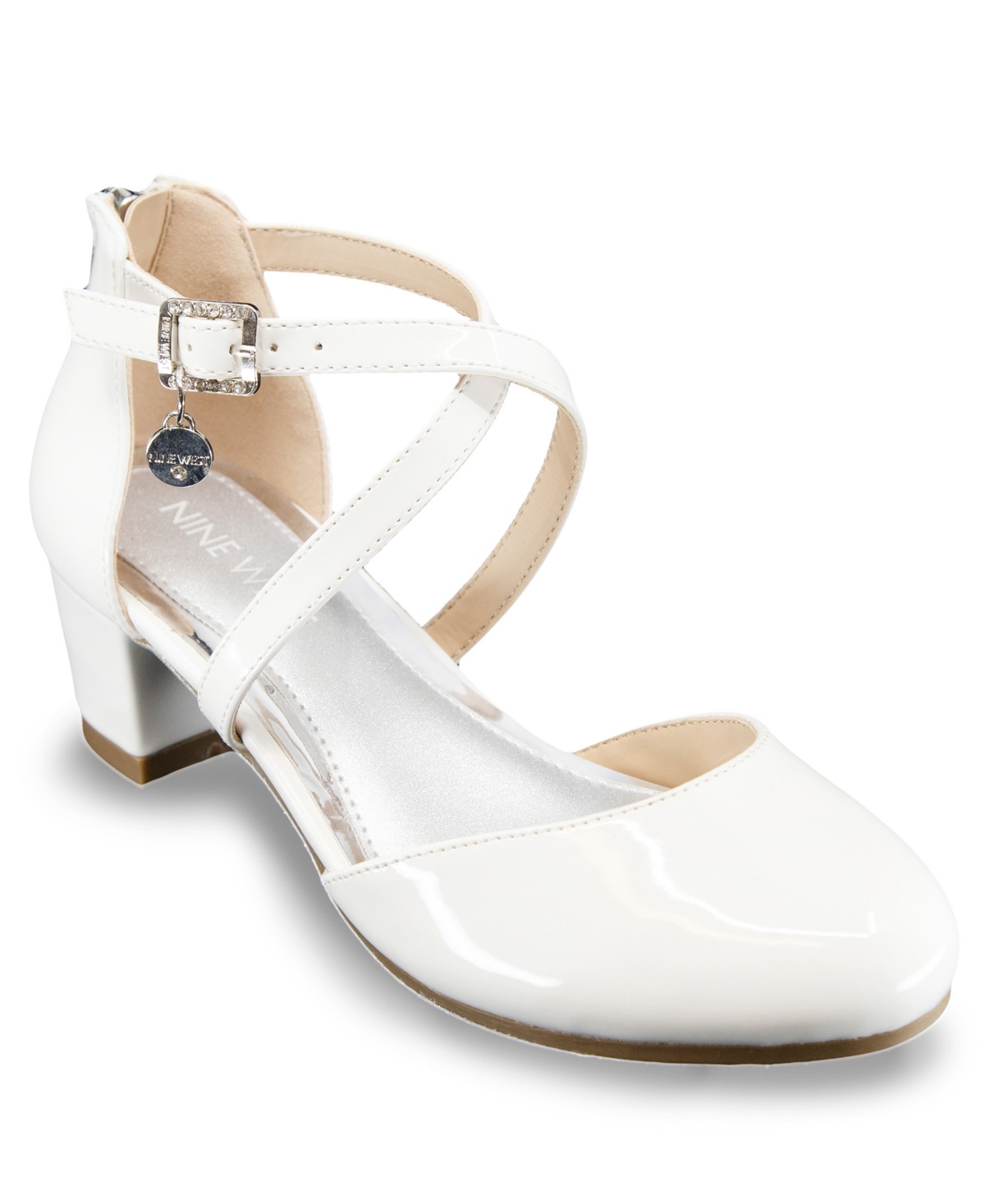 Shop Nine West Little And Big Girls Mia Ankle Strap Dress Sandals In White