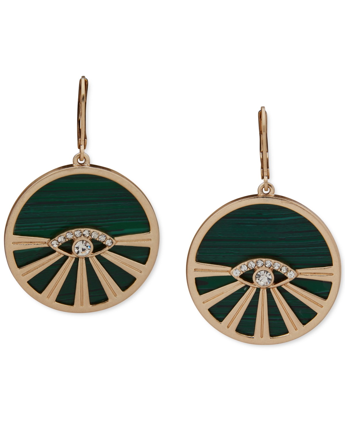 lonna & lilly Gold-Tone Crystal Round Evil Eye Drop Earrings