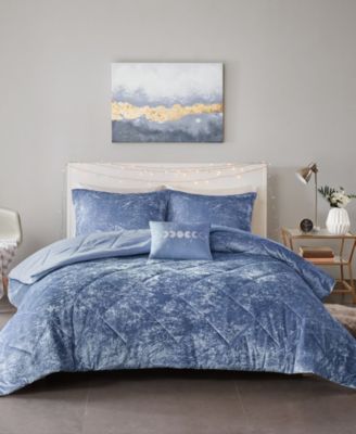 Intelligent Design Felicia Velvet Comforter Set Collection Bedding In Blue