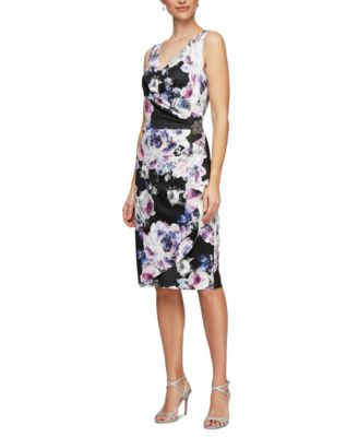 Alex Evenings - Petite Floral-Print Sleeveless Embellished Dress