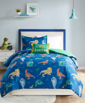 Mi Zone Kids Logan Robot Dinosaur Comforter Set Collection Bedding In Blue
