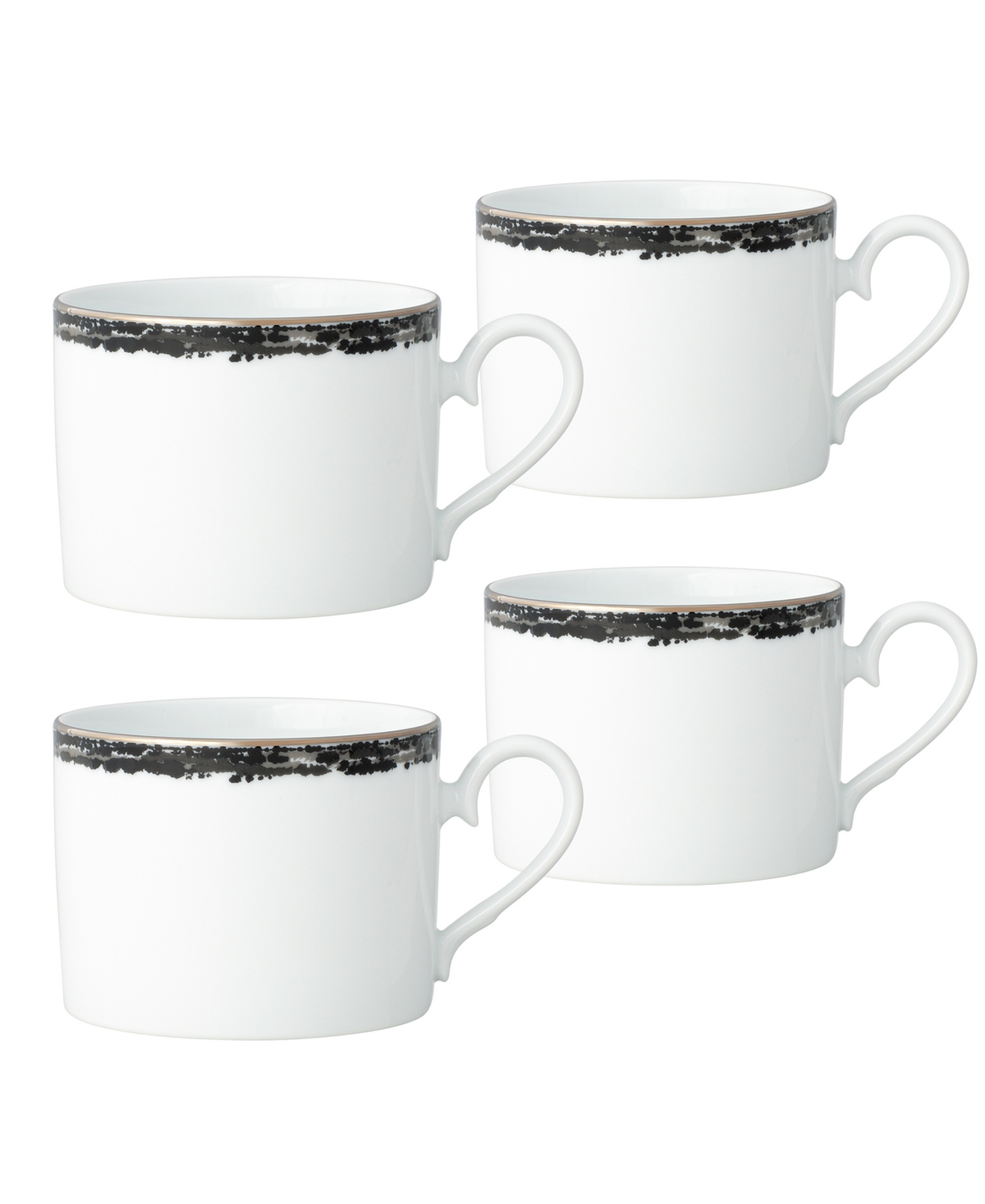 Noritake Rill 4 Piece Cup Set, Service For 4 In Black