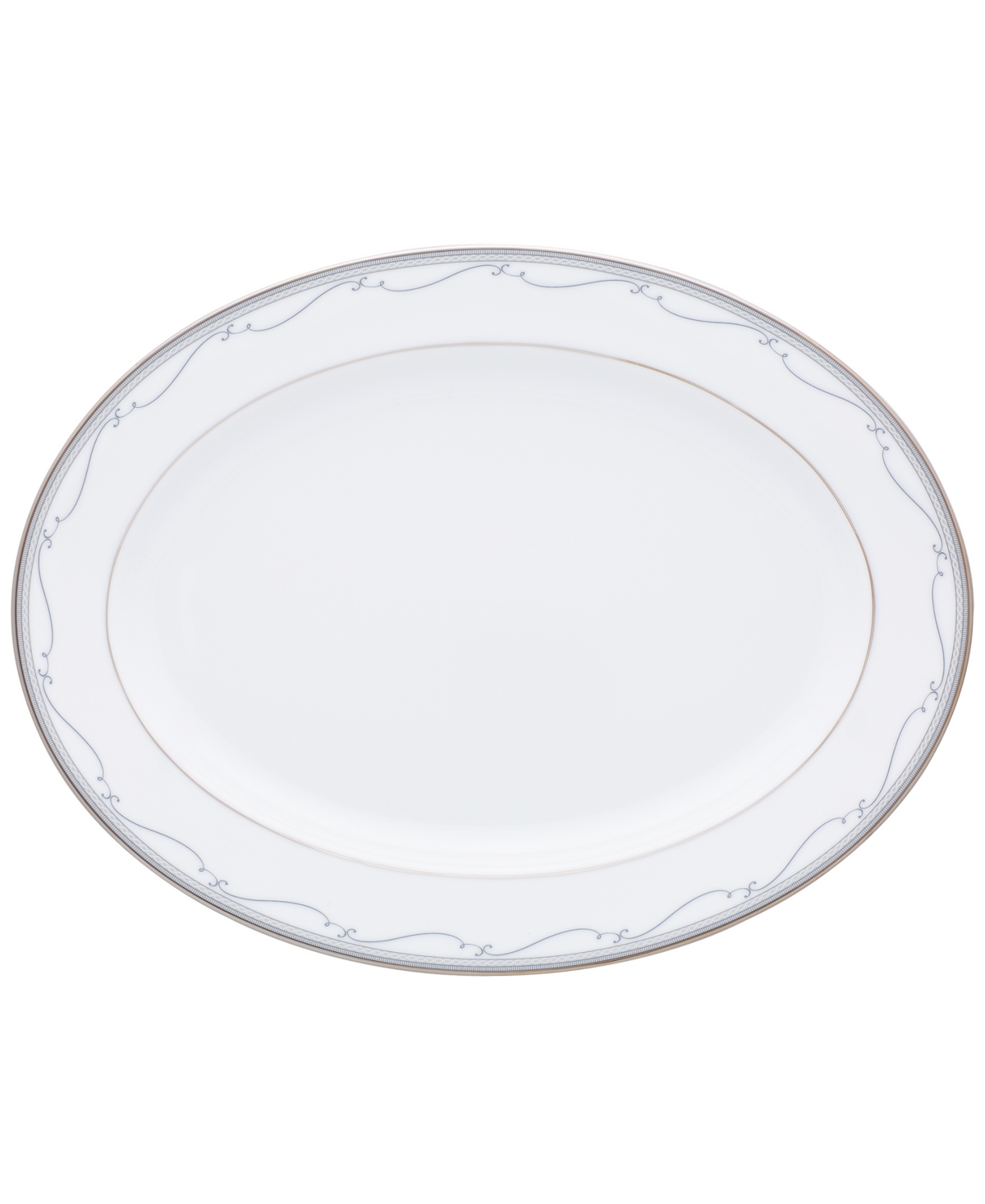 Noritake Satin Flourish Oval Platter, 14" In White