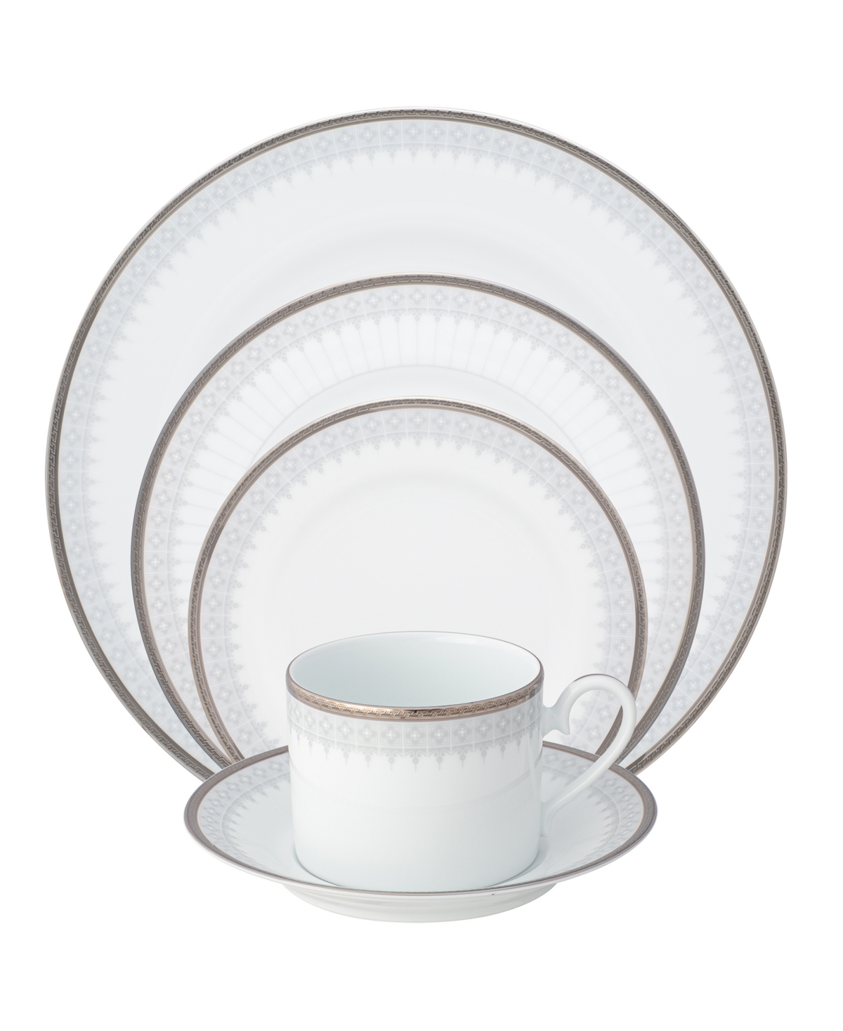 Noritake Silver Colonnade 5 Piece Place Setting In White